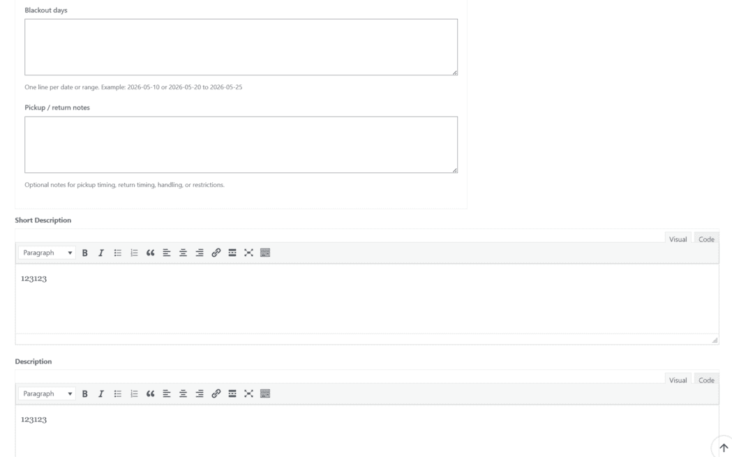 Stock and availability settings placeholder