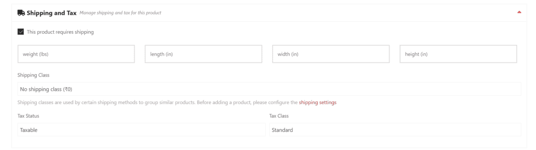 Shipping and tax section placeholder
