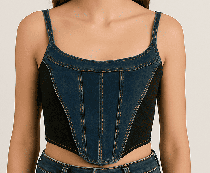 Denim crop top for hot weather styling